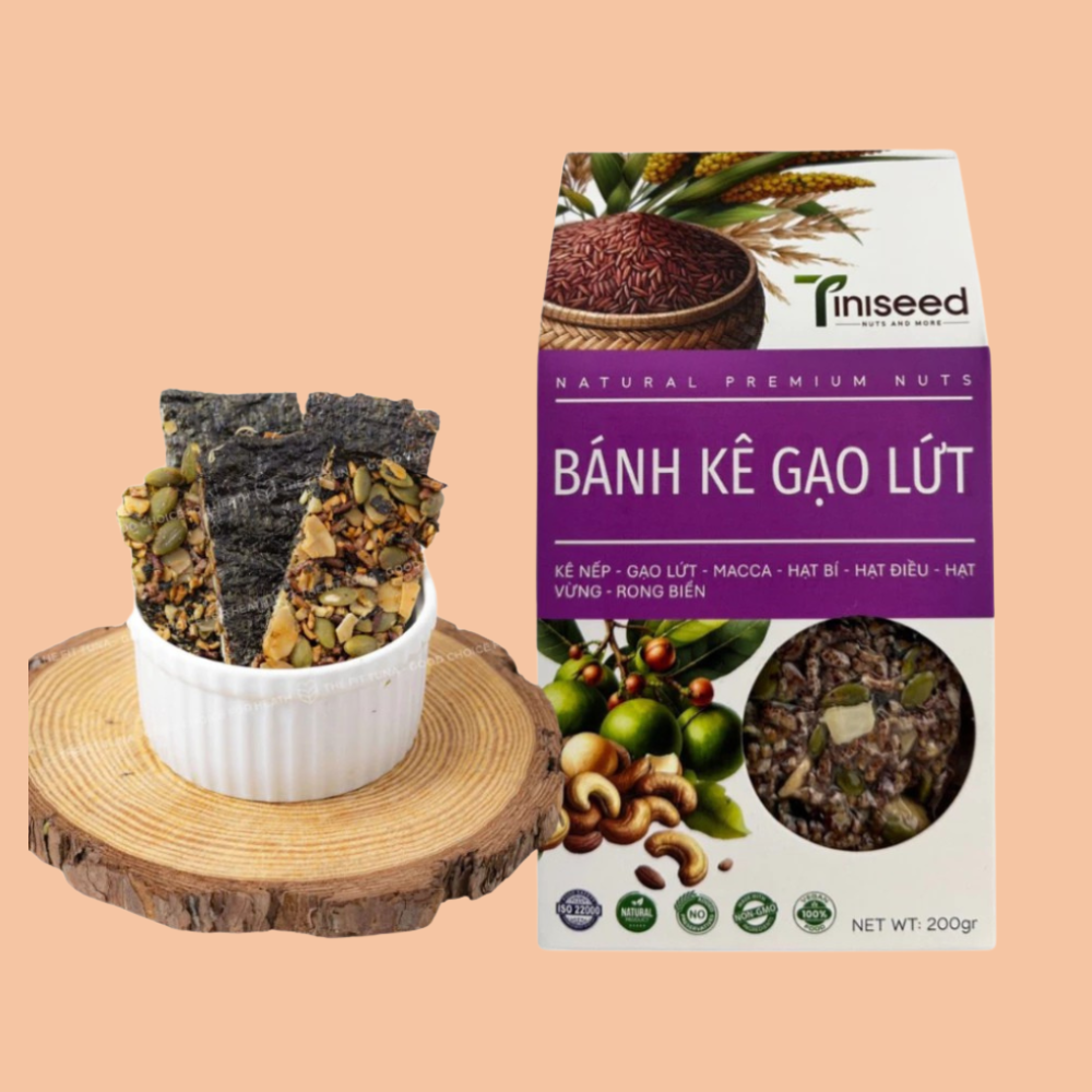 Bánh Kê Gạo Lứt  Mật Dừa Tiniseed Không Đường 200gr