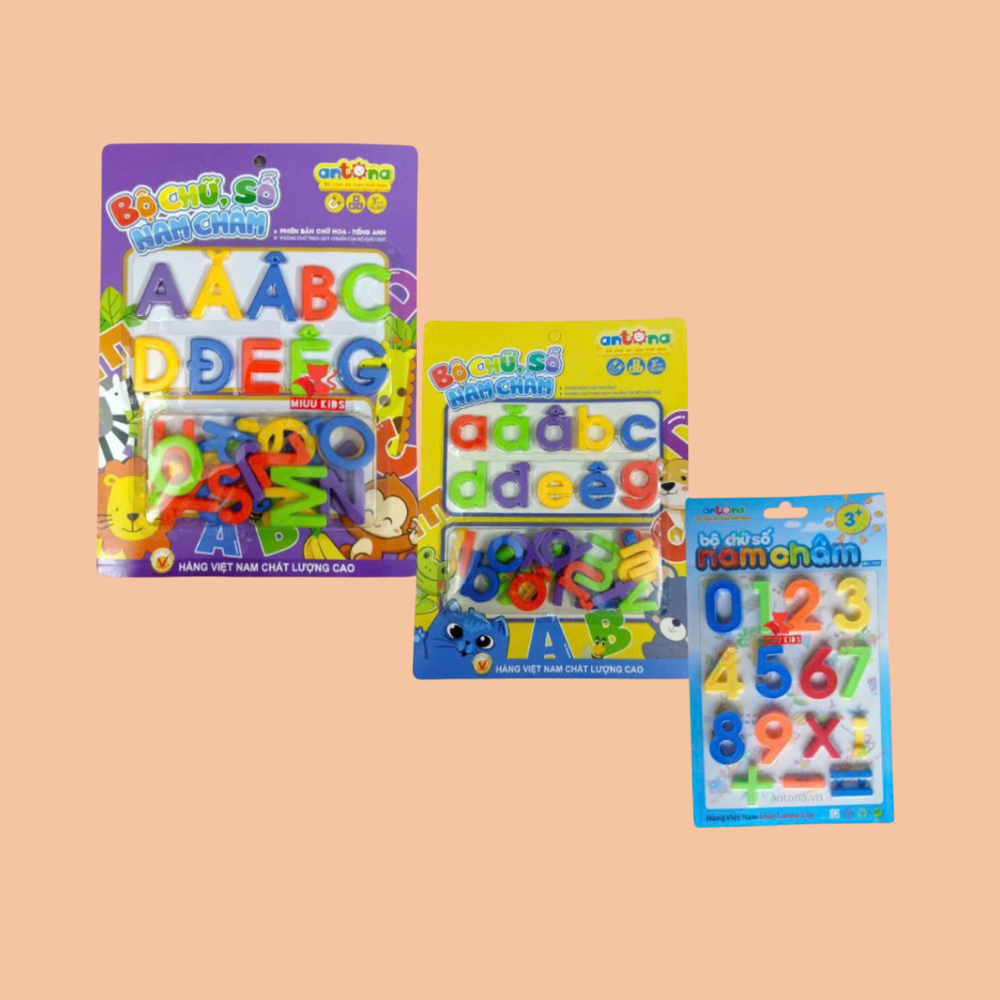 Bộ chữ cái và số nam châm ( 3 vỉ )
